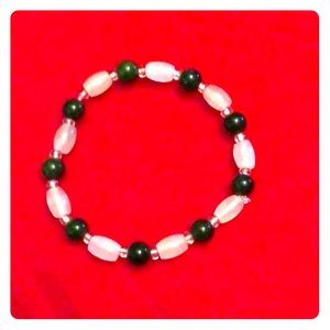 Rose Quartz & Jadeit bracelet, 19cm, stretches